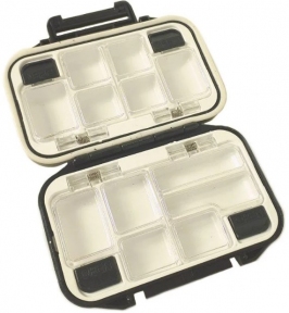 Рыбацкая коробка для снастей SF24115, 11.5х7.7х3.5 см пластик черный с белым